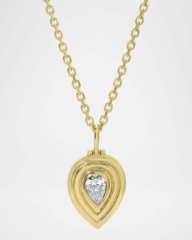 18K Yellow Gold Pear Shaped Diamond Loulou Locket Necklace